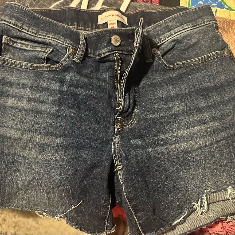 Lucky Brand Dark Blue Frayed Hem Shorts